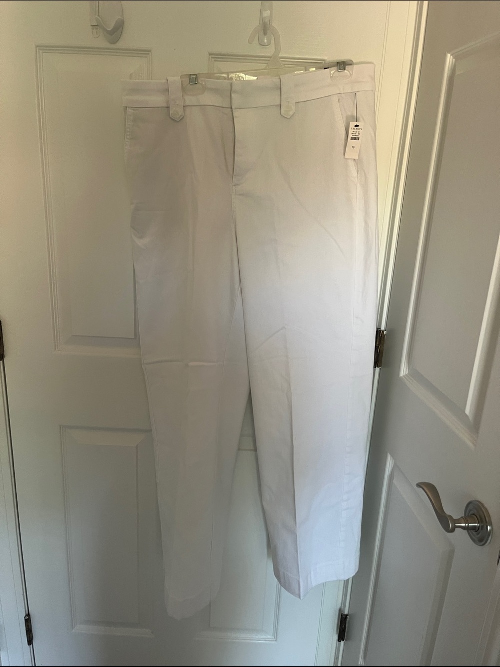 Talbots White Straight Leg Denim Pants with Belt Loops
